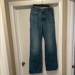 Zara Women's Straight-Leg Jeans in Medium Blue Wash